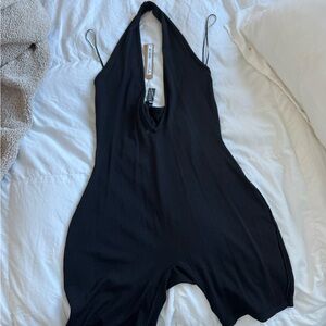 Skims Deep Plunge Halter Onesie